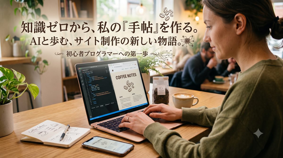 知識ゼロから私の『手帖』を作る。AIと歩む、サイト制作の新しい物語。